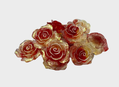 New Price! 35mm Extra Large Glitter Resin Rose Flower Cabochon Flat Back Perfect DYI Phone Cases Water Bottles Scrapbook Hair Accessory