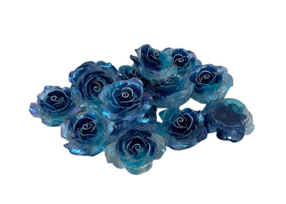 New Price! 35mm Extra Large Glitter Resin Rose Flower Cabochon Flat Back Perfect DYI Phone Cases Water Bottles Scrapbook Hair Accessory