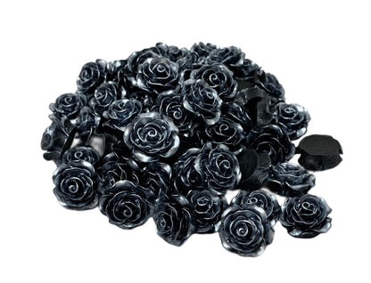 New Price! 17mm Vampire Red and Goth Black Rose Flower Cabochon Charm Flat Back DYI Phone Cases Water Bottles Scrapbook Hair Accessory