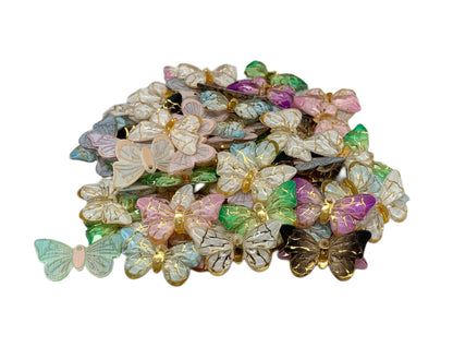 19mm Acrylic Gold Veining Butterfly Cabochon Mix Embellishment Flat Back DYI Phone Cases Water Bottle Scrapbook Hair Accessory Decorative