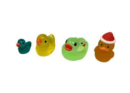 2 Piece Set GLOW Colourful 3D Resin Duck Momma and Baby Style Cabochon DYI Phone Cases Scrapbook Hair Accessory Decorative Cruising Ducks