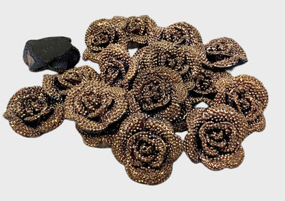 New Price! 5 Pieces 29mm Shiny Metallic Look Large Size Bronze Resin Rose Flower Cabochon Flat Back for DYI Phone Cases Water Bottles Hair