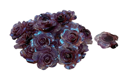 New Price! 30mm Dual Color Glitter Resin Rose Flower Cabochon Flat Back Perfect DYI Phone Cases Water Bottles Scrapbook Hair Accessory