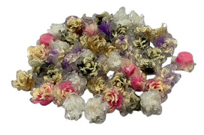 New Price! 22mm Ruffled Clear Resin Rose Flower Cabochon Flat Back Perfect for DYI Phone Cases Water Bottles Scrapbook Hair Accessory