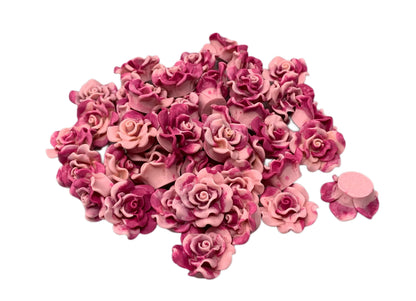 New Price! 22mm GLOW Ruffled Opaque Resin Rose Flower Cabochon Flat Back Perfect DYI Phone Cases Water Bottles Scrapbook Hair Accessory