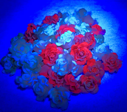 New Price! 22mm GLOW Ruffled Opaque Resin Rose Flower Cabochon Flat Back Perfect DYI Phone Cases Water Bottles Scrapbook Hair Accessory