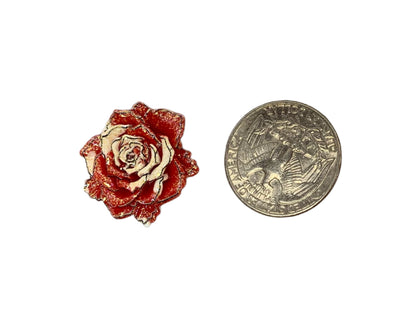 New Price! 19mm Gold Lined Flat Resin Rose Flower Cabochon Flat Back Perfect for DYI Phone Cases Water Bottles Scrapbook Hair Accessory