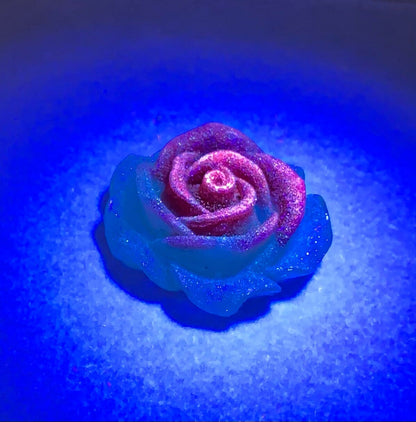 New Price! 33mm GLOW Opaque Clear Glitter Resin Rose Flower Cabochon Flat Back Perfect DYI Phone Water Bottles Scrapbook Hair Accessory