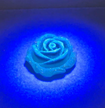 New Price! 33mm GLOW Opaque Clear Glitter Resin Rose Flower Cabochon Flat Back Perfect DYI Phone Water Bottles Scrapbook Hair Accessory