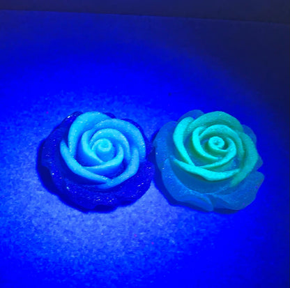 New Price! 33mm GLOW Opaque Clear Glitter Resin Rose Flower Cabochon Flat Back Perfect DYI Phone Water Bottles Scrapbook Hair Accessory