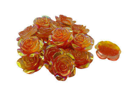 New Price! 35mm Sunshine Orange AB Resin Rose Flower Cabochon Flat Back Perfect DYI Phone Cases Water Bottles Scrapbook Hair Accessory