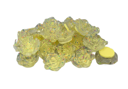 New Price! 29mm GLOW Clear with Mixed Color Rose Flower Cabochon Embellishment Flat Back Phone Case Water Bottle Scrapbook Hair Accessory