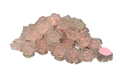 New Price! 29mm GLOW Clear with Mixed Color Rose Flower Cabochon Embellishment Flat Back Phone Case Water Bottle Scrapbook Hair Accessory