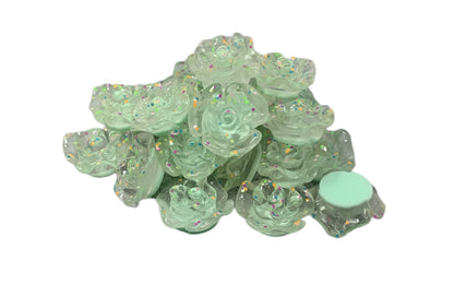 New Price! 29mm GLOW Clear with Mixed Color Rose Flower Cabochon Embellishment Flat Back Phone Case Water Bottle Scrapbook Hair Accessory