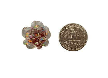 New Price! 22mm GLOW Clear with Mixed Color Rose Flower Charm Cabochon Flat Back DYI Phone Cases Water Bottles Scrapbook Hair Accessory