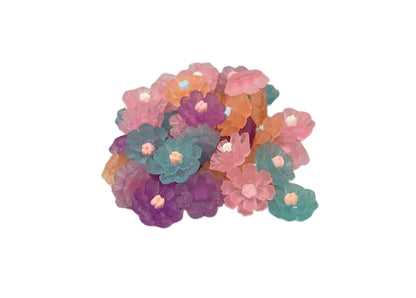 New Price! 18mm GLOW Mixed Color Flower Charm Cabochon Embellishment Flat Back DYI Phone Cases Water Bottles Scrapbook Hair Accessory