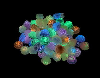 New Price! 18mm GLOW Mixed Color Cake Roses Charm Cabochon Embellishment Flat Back for DYI Phone Cases Water Bottle Scrapbook Hair Accessory