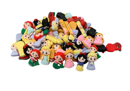 Cute Kawaii Different Princess Resin Charm Mix Cabochon Embellishment Flat Back for DYI Phone Cases Water Bottles Scrapbook Hair Accessory