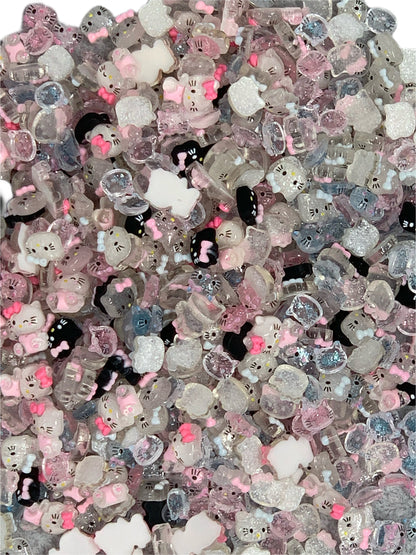 New Price! In Love with Kitty Nail Charm Mix with Unusual All Black Hello Kitty Head Cabochon DYI Phone Cases Hair Accessories Decorative