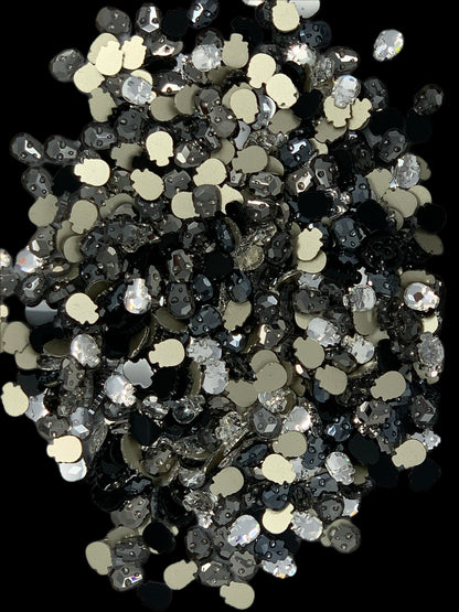 New Price! Skull Society Flat Back K9 Glass Mix Nail Charms or Cabochon Embellishment DYI Phone Cases Water Bottles Hair Accessory Gothic