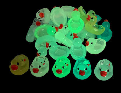 2 Piece Set GLOW Colourful 3D Resin Duck Momma and Baby Style Cabochon DYI Phone Cases Scrapbook Hair Accessory Decorative Cruising Ducks