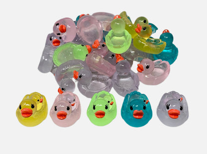2 Piece Set GLOW Colourful 3D Resin Duck Momma and Baby Style Cabochon DYI Phone Cases Scrapbook Hair Accessory Decorative Cruising Ducks