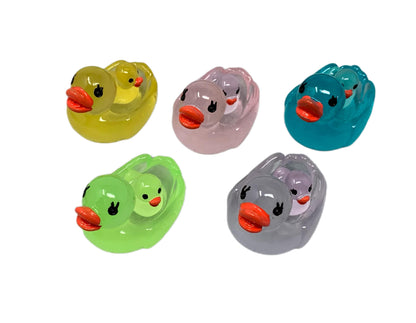 2 Piece Set GLOW Colourful 3D Resin Duck Momma and Baby Style Cabochon DYI Phone Cases Scrapbook Hair Accessory Decorative Cruising Ducks