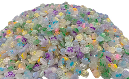 New Price Magical Bouquet Nail Charm Mix with Color Changing and GLOW Rose and Lotus Flowers Cabochon DYI Phone Cases Hair Accessories