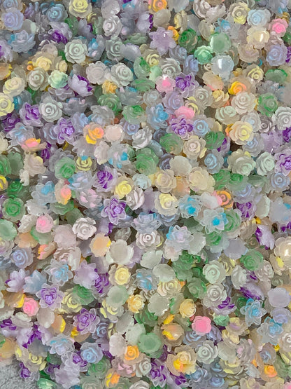 New Price Magical Bouquet Nail Charm Mix with Color Changing and GLOW Rose and Lotus Flowers Cabochon DYI Phone Cases Hair Accessories