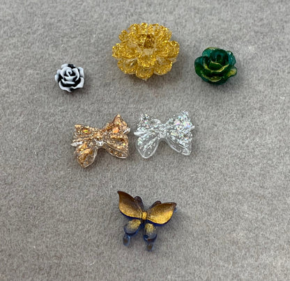 New Price! Putting on the Glitz Nail Charm Mix with Glitter Flowers, Butterflies and Bows Cabochon DYI Phone Cases Hair Accessories