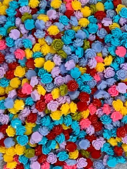 New Price! 5.5mm Vibrant Roses Nail Charm Mix Flower Cabochon DYI Phone Cases Scrapbook Hair Accessories