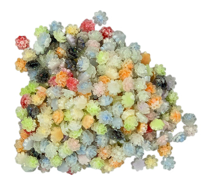 New Price! 10mm Clear Camilla Flowers with Mixed Colors and Aurora Borealis Coating Nail Charm Mix Cabochon DYI Phone Cases Hair Accessories