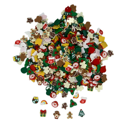 New Price! 10mm Adorable Christmas Nail Charm Mixed Kawaii Cabochon DYI Phone Cases Hair Accessories Santa Gift Gingerbread Man Stocking