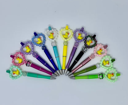 Cute Heart Frame with Duck Beadable Pen for Your Next Cruise or a Jeep Lover Cruising Ducks DYI Beads Focals