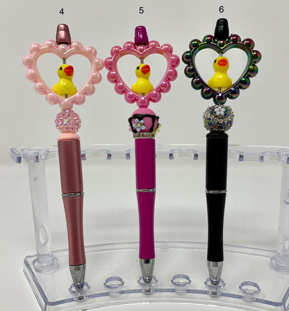 Cute Heart Frame with Duck Beadable Pen for Your Next Cruise or a Jeep Lover Cruising Ducks DYI Beads Focals