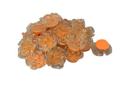 New Price! 29mm GLOW Clear with Mixed Color Rose Flower Cabochon Embellishment Flat Back Phone Case Water Bottle Scrapbook Hair Accessory