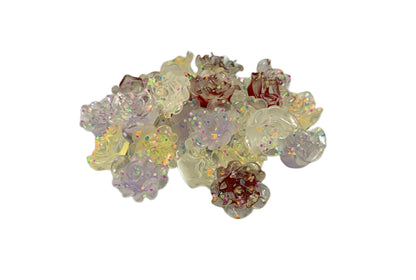 New Price! 22mm GLOW Clear with Mixed Color Rose Flower Charm Cabochon Flat Back DYI Phone Cases Water Bottles Scrapbook Hair Accessory