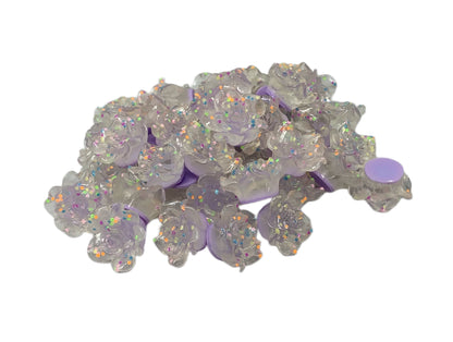 New Price! 22mm GLOW Clear with Mixed Color Rose Flower Charm Cabochon Flat Back DYI Phone Cases Water Bottles Scrapbook Hair Accessory