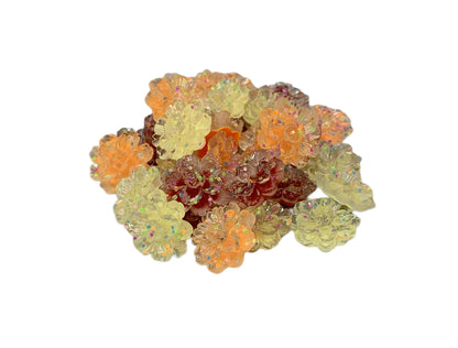 New Price! 22mm GLOW Clear with Mixed Color Flower Charm Cabochon Flat Back DYI Phone Cases Water Bottles Scrapbook Hair Accessory