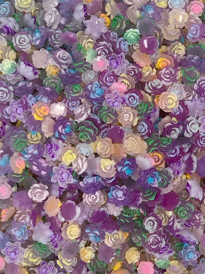 New Price Magical Bouquet Nail Charm Mix with Color Changing and GLOW Rose and Lotus Flowers Cabochon DYI Phone Cases Hair Accessories