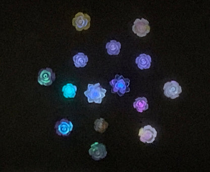 New Price Magical Bouquet Nail Charm Mix with Color Changing and GLOW Rose and Lotus Flowers Cabochon DYI Phone Cases Hair Accessories