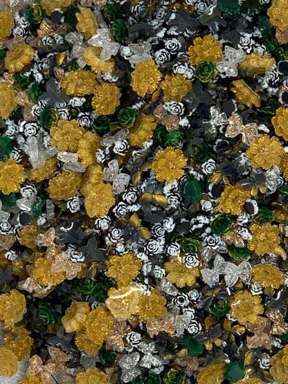 New Price! Putting on the Glitz Nail Charm Mix with Glitter Flowers, Butterflies and Bows Cabochon DYI Phone Cases Hair Accessories
