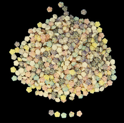 New Price! 8mm Roses with Metallic Highlights Nail Charm Mix Flower Cabochon DYI Phone Cases Scrapbook Hair Accessories