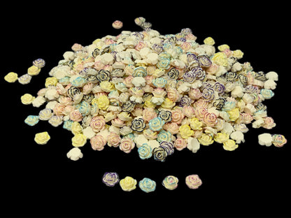 New Price! 8mm Roses with Metallic Highlights Nail Charm Mix Flower Cabochon DYI Phone Cases Scrapbook Hair Accessories