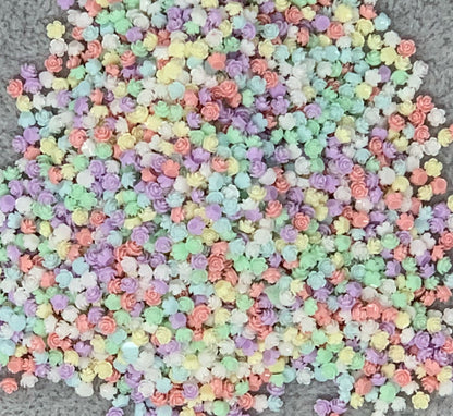 New Price! Tiny 3.5mm Pastel Roses Nail Charm Mix Flower Cabochon DYI Phone Cases Scrapbook Hair Accessories
