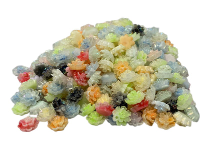 New Price! 10mm Clear Camilla Flowers with Mixed Colors and Aurora Borealis Coating Nail Charm Mix Cabochon DYI Phone Cases Hair Accessories