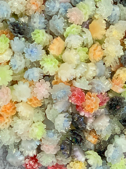 New Price! 10mm Clear Camilla Flowers with Mixed Colors and Aurora Borealis Coating Nail Charm Mix Cabochon DYI Phone Cases Hair Accessories