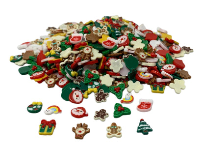 New Price! 10mm Adorable Christmas Nail Charm Mixed Kawaii Cabochon DYI Phone Cases Hair Accessories Santa Gift Gingerbread Man Stocking