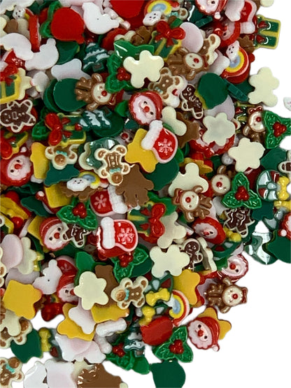 New Price! 10mm Adorable Christmas Nail Charm Mixed Kawaii Cabochon DYI Phone Cases Hair Accessories Santa Gift Gingerbread Man Stocking