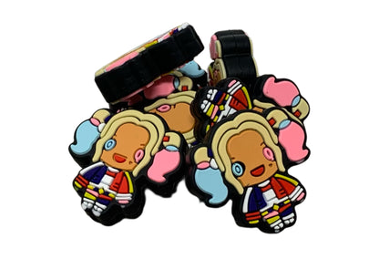 Harley Quinn Pink and Blue Silicone Focal Bead for Beadable Pens, Stylus, Pencils, Keychains and More
